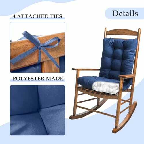 Indoor Outdoor Chair Cushion with blue cushion and attached ties