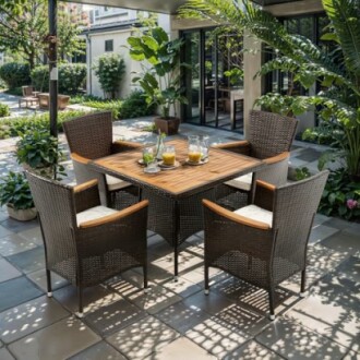 RoyalCraft 5 Piece Patio Wicker Dining Set