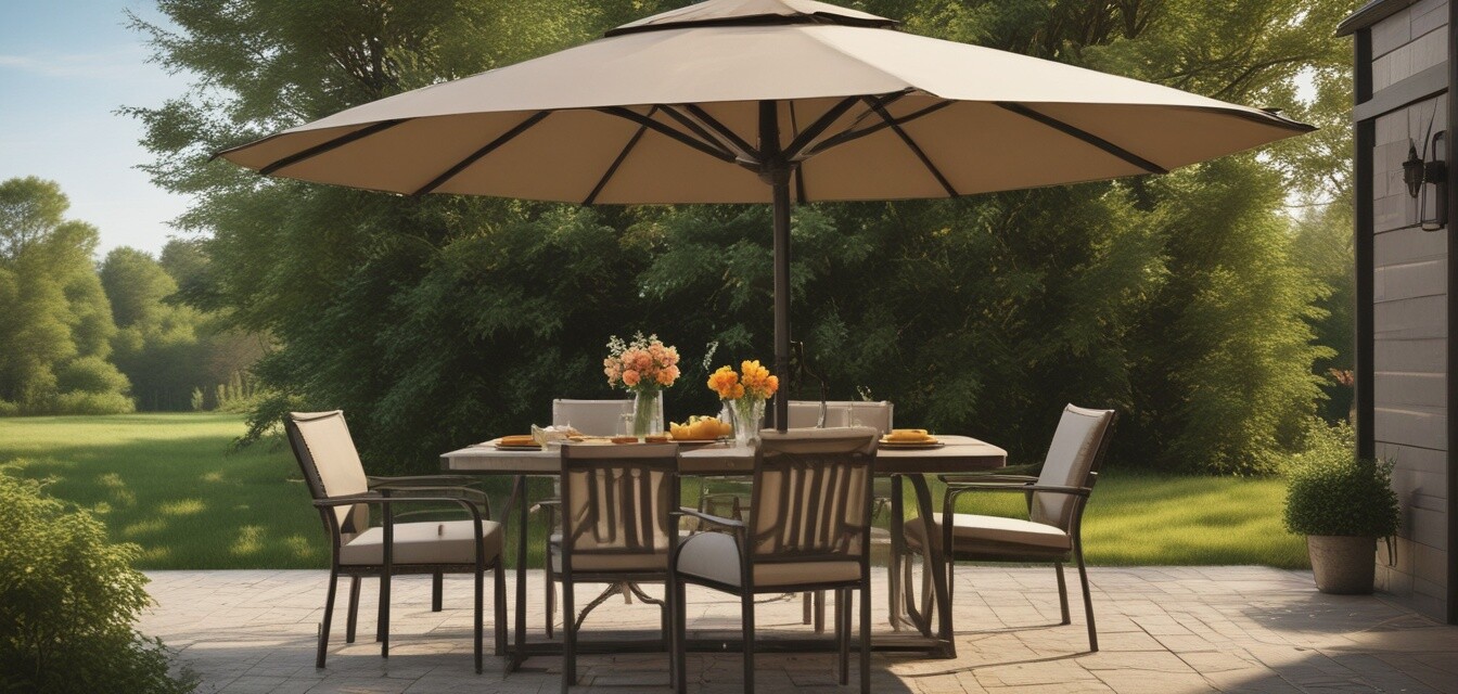Patio dining set with umbrella