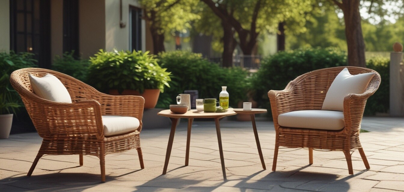 Wicker outdoor seating area