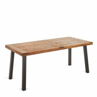 Wooden dining table with metal legs